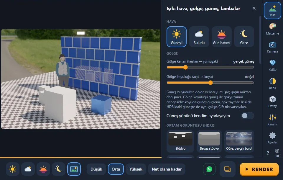 HDRI ortamları: hazır ya da kendi dosyanız